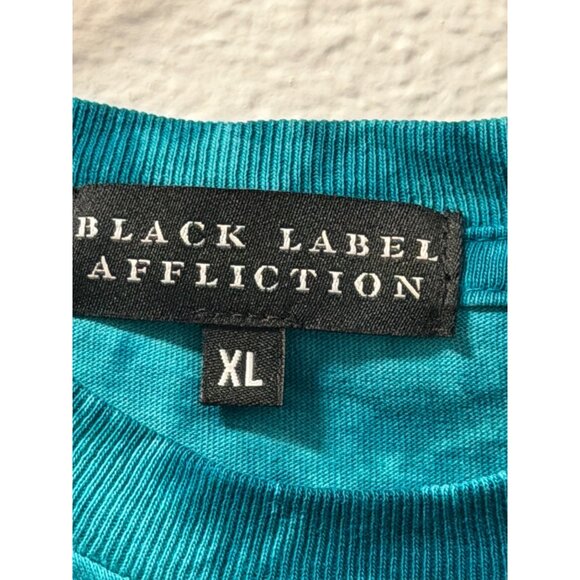Black Label Affliction t-shirts size XL short sleeve turquoise women tee. - Picture 2 of 12